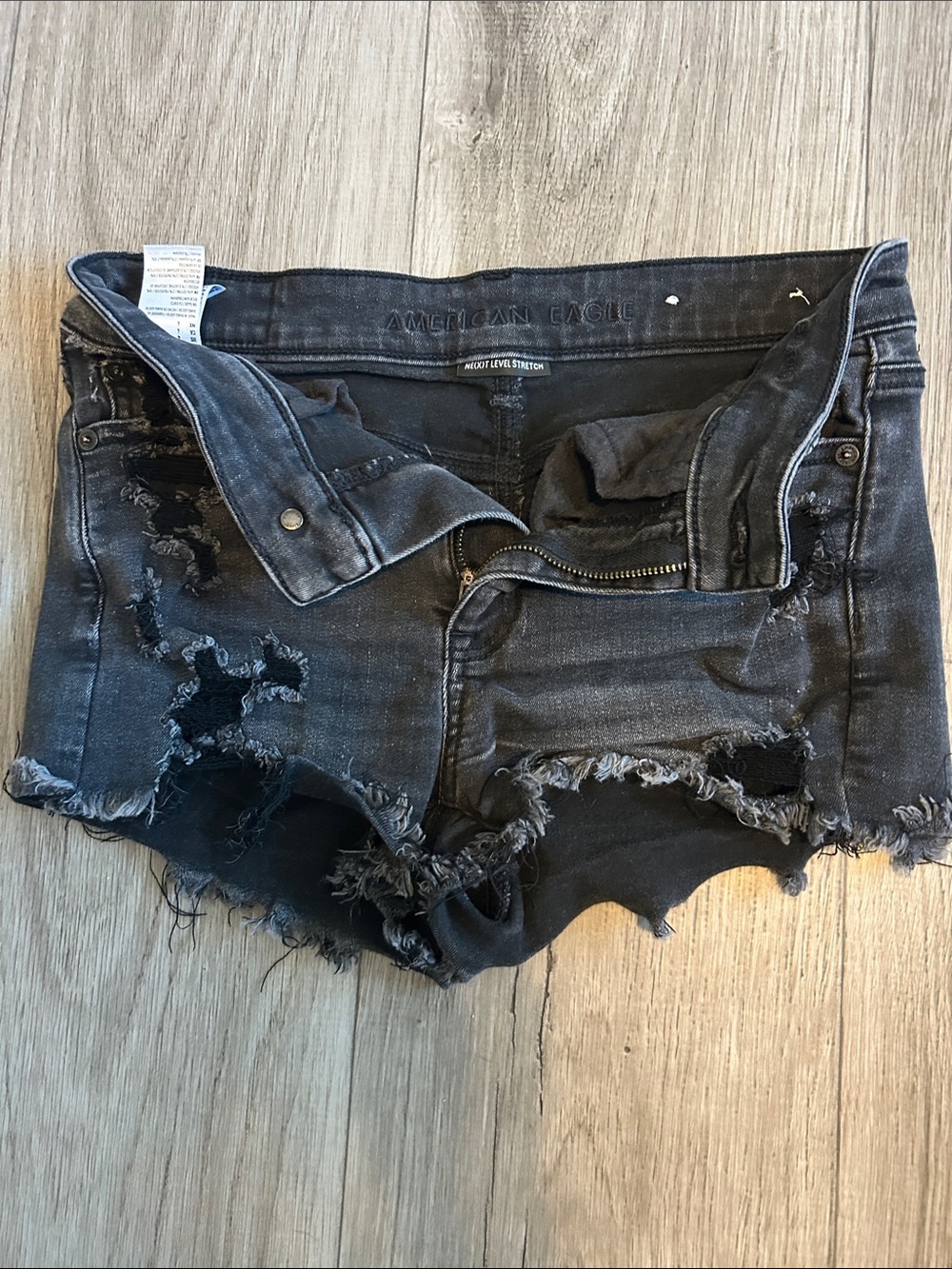 American Eagle Outfitters Black Distressed Cutoff Jean Shorts